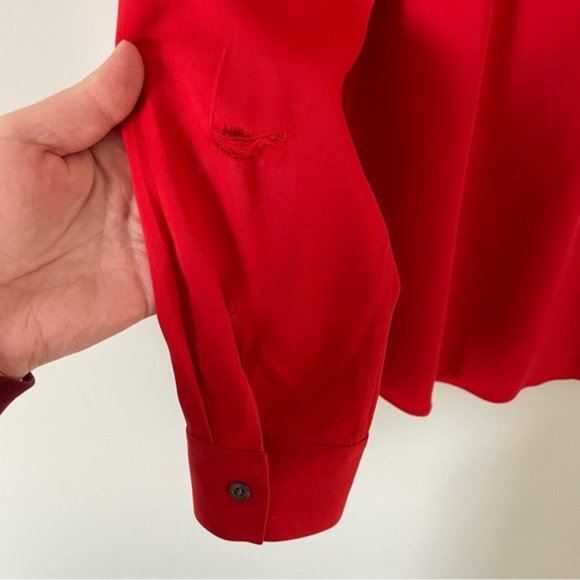 Theory 100% Silk Red Blouse - Picture 8 of 8